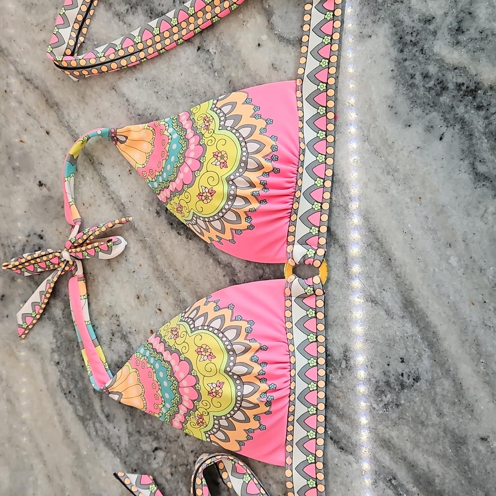 Victoria's Secret 70s boho paisley Neon bikini Top Medium